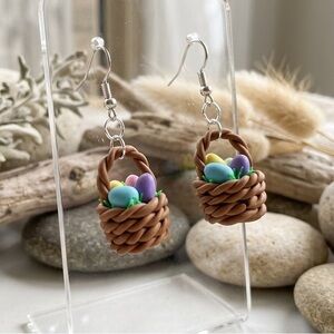 Easter Basket Dangle Earrings - Handmade - Hypoallergenic